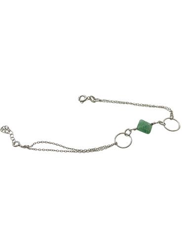 Bracelet argent rhodié avec véritable pierre d'aventurine création artisanale de just'in jewels