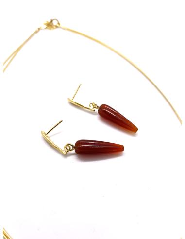 Boucle d'oreille argent vermeil goutte striées...