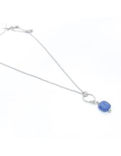 collier artisanal en argent avec véritable cyanite création belge fait main par just'in jewels