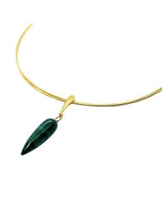 collier artisanal argent plaqué or vermeil tour de cou avec pendule de malachite