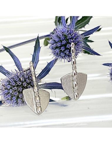Boucle d'oreille argent tige et triangle rhodié