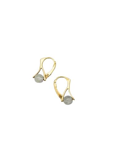 Dormeuse argent vermeil et quartz gris...