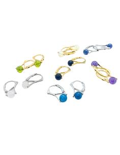 Boucle d'oreille dormeuse argent plaqué or vermeil avec perle de quartz fumé. 2