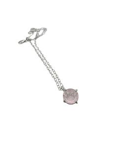 Collier argent rhodié avec véritable quartz rose , création artisanale de Just'in Jewels