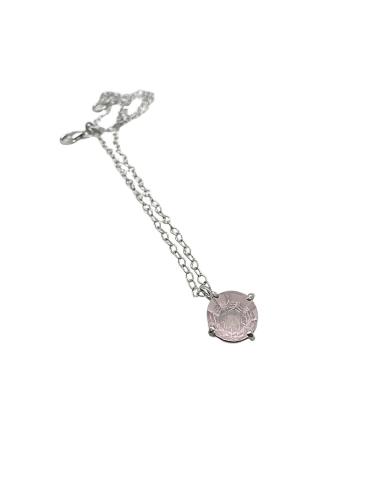 Collier argent rhodié avec véritable quartz rose , création artisanale de Just'in Jewels