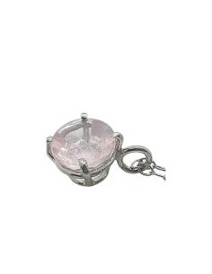 Collier argent rhodié avec véritable quartz rose , création artisanale de Just'in Jewels 2