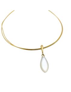 Collier tour de cou argent plaqué or vermeil avec goutte de pierre de lune création artisanale de just'in jewels