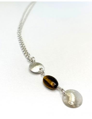 Collier argent AUGUSTINE disques sablés et oeil...