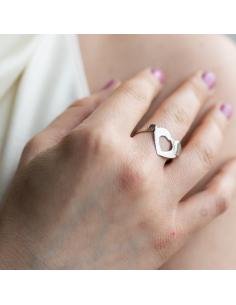 bague pour femme en argent rhodié double coeur 2