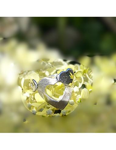 Bague artisanale double coeur argent rhodié T59