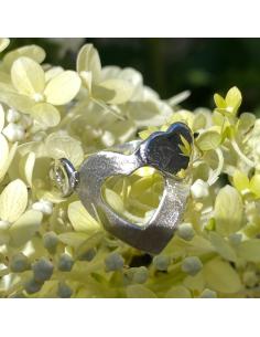 bague argent rhodié pour femme avec double motif coeur 2