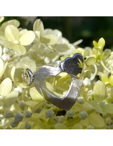 bague pour femme en argent rhodié double coeur