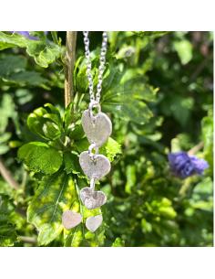 Collier argent rhodié antiallergique avec 3 motifs coeurs création artisanale fait main de Just'in jewels