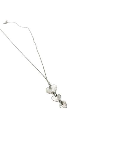 Collier artisanal argent rhodié 3 coeurs