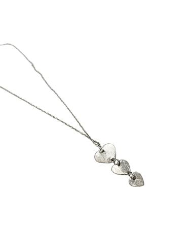 Collier artisanal argent rhodié 3 coeurs