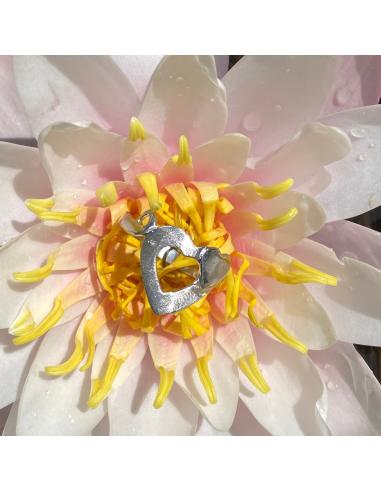 Bague artisanale double coeur argent rhodié t61