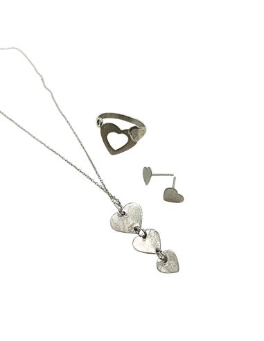 Bague artisanale double coeur argent rhodié t61