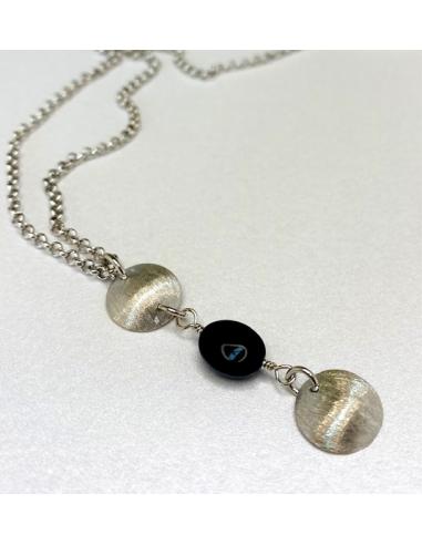 Collier argent AUGUSTINE disques sablés et...
