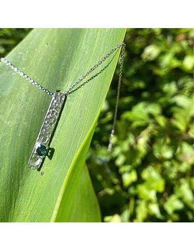 Collier artisanal argent rhodié rectangle...