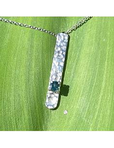 Collier artisanal argent rhodié avec indigolite création artisanale just'in jewels