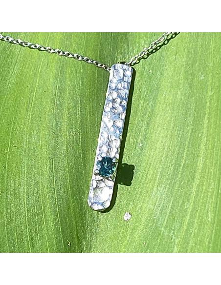 Collier artisanal argent rhodié avec indigolite création artisanale just'in jewels