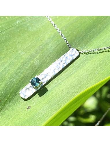 Collier artisanal argent rhodié rectangle...