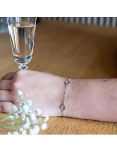Bracelet artisanal argent  rhodié antiallergique 4 motifs triple anneaux 2