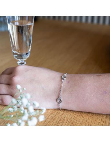 Bracelet artisanal argent rhodié triple anneaux