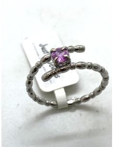 bague artisanale en argent rhodié antiallergique grain ovale et véritable améthyste