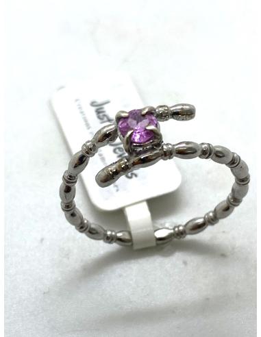 bague artisanale en argent rhodié antiallergique grain ovale et véritable améthyste