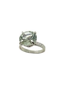 bague artisanale argent avec améthyste verte taillée brillant. 2