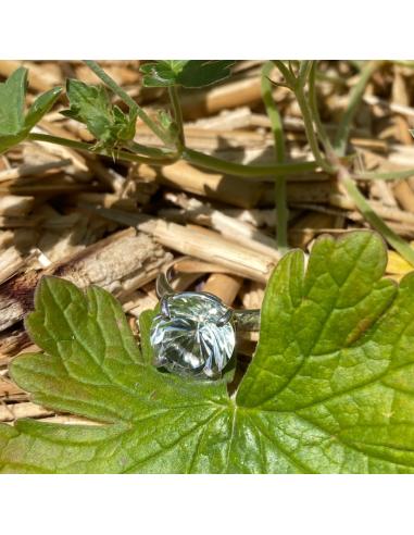 Bague artisanale argent rhodié fil plat...