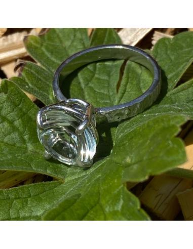 Bague artisanale argent rhodié fil plat...