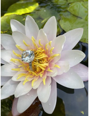 Bague artisanale argent rhodié fil plat...