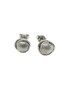 Perceuses d'oreille en argent rhodié antiallergique 3 anneaux avec disque sablé création Just'in jewels