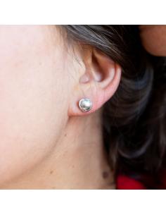 Perceuses d'oreille en argent rhodié antiallergique 3 anneaux avec disque sablé création Just'in jewels 2