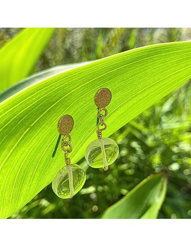 Boucle d'oreille argent vermeil et cristal de...