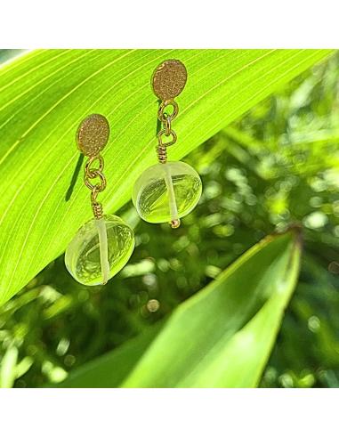Boucle d'oreille argent vermeil et cristal de...