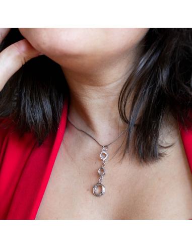 Collier artisanal argent antiallergique rhodié 3 motifs anneaux imbriqués création just'in jewels