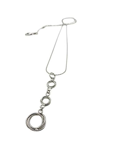 Collier artisanal argent rhodié triple anneaux...