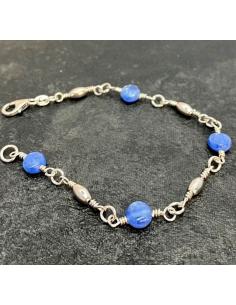 bracelet argent rhodié et cyanite bleue création artisanale antiallergique nickel free collection Helina by Just'In Jewels 2