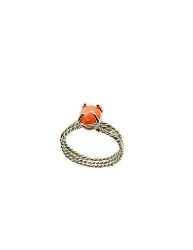bague argent triple fil et corail création artisanale de Just'in jewels