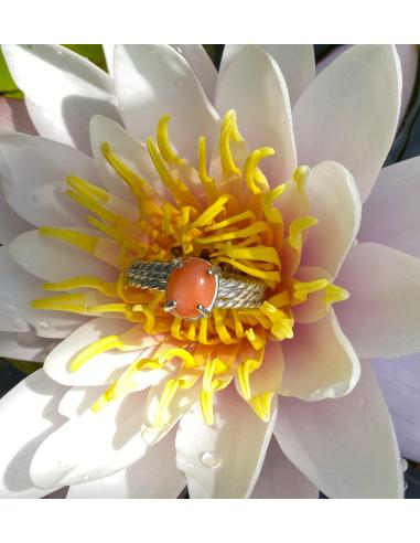 Bague artisanale argent rhodié triple anneau et...