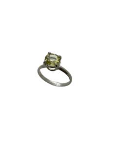bague artisanale argent rhodié avec quartz citron taillé de 8mm création fait main just'in jewels