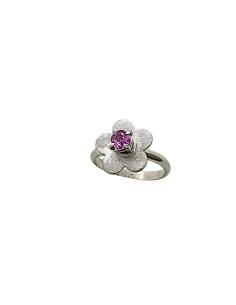 bague argent rhodié antiallergique avec saphir rose fait main belgique par just'in jewels
