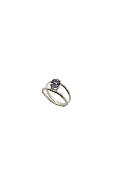 Double bague argent avec spinelle lavande de 6mm argent rhodié antiallergique fait main par just'in jewels