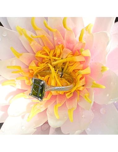 Bague tourmaline rectangulaire verte t56
