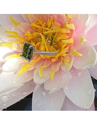 Bague tourmaline rectangulaire verte t56