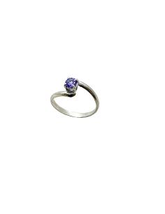 Bague argent artisanale avec véritable pierre fine de tanzanite création Just'In Jewels