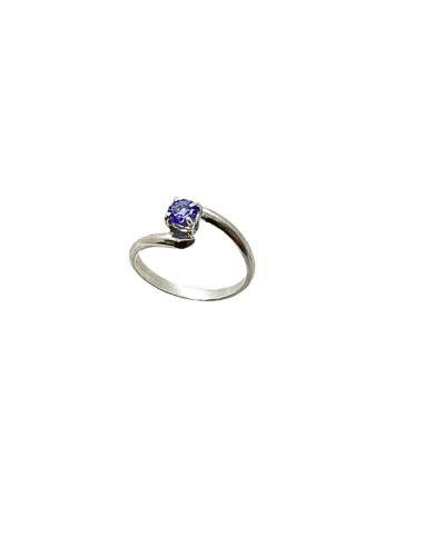 Bague argent artisanale avec véritable pierre fine de tanzanite création Just'In Jewels